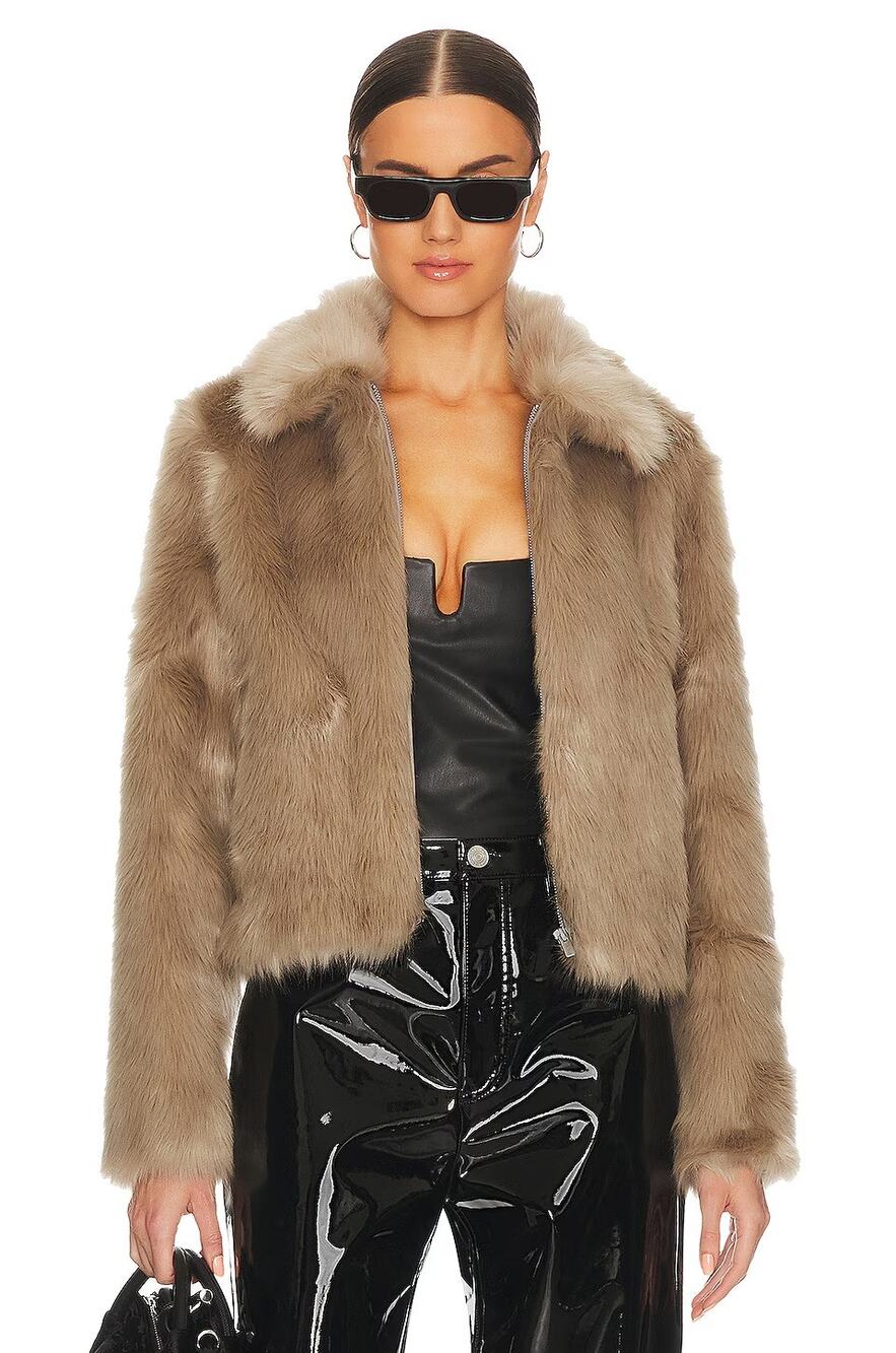 Ena Pelly Willow Faux Fur Cropped Jacket Zip Up Winter Evening Festivals Moto 2